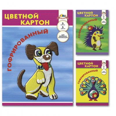 Цветной картон А4 &quot;КТС-про&quot;, ГОФРИРОВАННЫЙ, 5 л., 5 цв. С 14301-09, С0143-06-09 121827