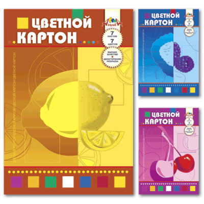 Цветной картон А4 &quot;КТС-про&quot;, ДВУХСТОРОННИЙ 7 цв., 7 л. С 26001-04, 0260-01-04 122512