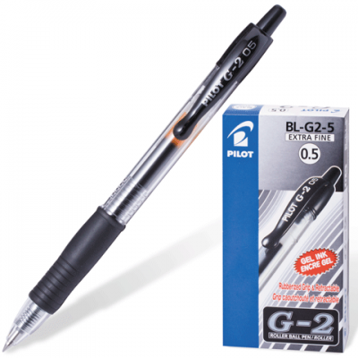 Ручка гелевая автоматическая &quot;Pilot&quot; BLG2, с резиновой манжеткой, черная (04415) 