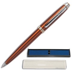 Ручка шариковая BRAUBERG бизнес-класса, корпус коричн., хром. детали, 140765, синяя 140765