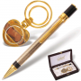Набор GALANT "Exclusive Collection": ручка, брелок,золот./серебр., дер. подар.кор.шелк,14880 140880