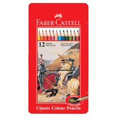 Карандаши цветные FABER-CASTELL KNIGHT DESIGN 12 цв., заточенные, в металлической коробке, FC115844 180359