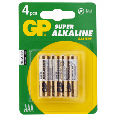 Батарейка GP Alkaline AA (LR06, 15А), комплект 4шт., в блистере, 1.5В 450434