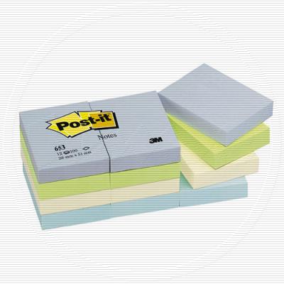 Бумага для заметок 3M Post-it 653-ML холодная пастельная радуга, 38*51мм, 12 блоков по 100 листов  014632к